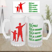 1 Caneca Chopp Dia Dos Pais, Vidro Jateado 475 Ml