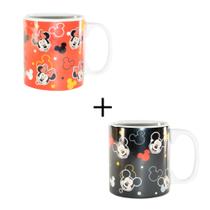 1 Caneca De 310ml De Porcelana Da Minnie E 1 Caneca Do Mickey Disney - PicNic