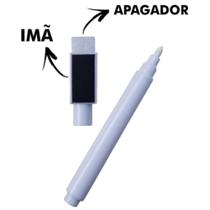 1 Caneta Giz Líquido Branca p/ Quadro Preto Com Apagador E Imã para etiquetas pretas - Emporio dos F