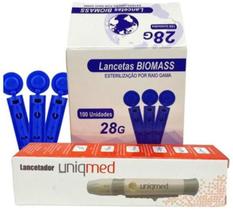 1 Caneta Lancetadora Universal + 100 Lancetas Indolor 28G