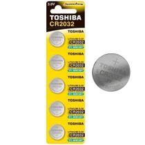 1 Cartela Bateria Moeda CR2032 3V Toshiba Lítio 5 Unid.
