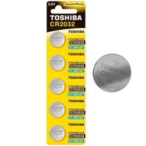 1 Cartela Bateria Toshiba CR2032 3V 5 Unid Controle Alarme