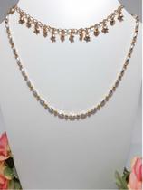 1 Choker 1 Colar Folheado A Ouro 18k Estrela Coração