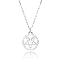 1 colar corrente pentagrama Alternativo Wicca Gótico estrela aço inox gargantilha masculino feminino