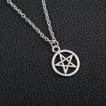 1 colar corrente pentagrama Alternativo Wicca Gótico estrela aço inox gargantilha masculino feminino