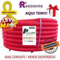 1 com 50 metros, Conduíte Reforçado Laranja ideal para Lajes Conduíte Corrugado Eletroduto DN32 Canduit