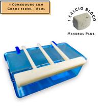 1 Comedouro 120ml c/ Grade + 1 Calcio Mineral Plus - Calopsita Passaros Gaiola e Viveiros