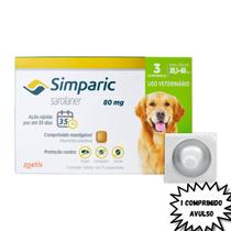 1 COMPRIMIDO Simparic 80mg p/ Cães de 20.1kg até 40kg