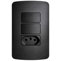 1 CONJUNTO 1 TOMADA E 2 INTERRUPTOR SIMPLES 10a MARGIRIUS LINHA B3 PRETO 1 CONJUNTO 1 TOMADA E 2 INTERRUPTOR SIMPLES 10a MARGIRIUS LINHA B3 PRETO