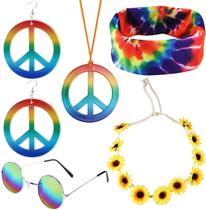 1 conjunto, 5 peças de acessórios hippie, colar Peace Sign, 1 conjunto, 5 peças de acessórios hippie, colar Peace Sign,