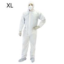 1 conjunto de segurança branca respirável cobrir todo o traje de isolamento descartável roupa de proteção completa elástica - XL