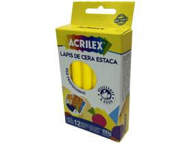 1 Cx Lápis De Cera Estaca Amarelo - Acrilex