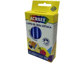 1 Cx Lápis De Cera Estaca Azul - Acrilex