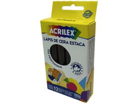 1 Cx Lápis De Cera Estaca Preto - Acrilex