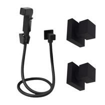 1 Ducha Higiênica Quadrada Preta +2 Acabamento Quadrado Pret