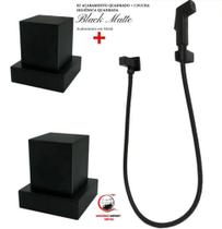 1 Ducha Higiênica Quadrada Preta + 2 Acabamento Quadrado Preto