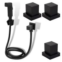 1 Ducha Higiênica Quadrada Preta 3 Acabamento Quadrado Preto