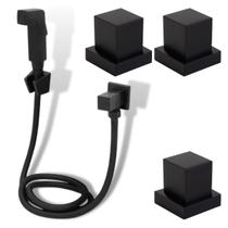 1 Ducha Higiênica Quadrada Preta 3 Acabamento Quadrado Preto