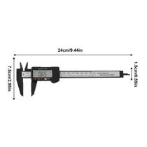 1 Embalagem de fibra plástica preta LCD Vernier Pinça 0-100mm,