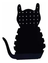 1 Exp. Gato Brinco Anel E Colar. Acrílico Preto. Jóia Biju