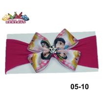 1 Faixa Cabelo C/Laço Infantil Bebê Meia De Seda Mod 05 Personagem