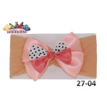 1 Faixa Cabelo C/Laço Infantil Bebê Meia De Seda Mod 27