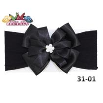 1 Faixa Cabelo C/Laço Infantil Bebê Meia De Seda Mod 31