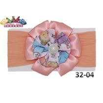 1 Faixa Cabelo Com Laço Girassol Catavento Infantil Bebê Meia De Seda Mod.32