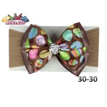 1 Faixa Cabelo Com Laço Infantil Bebe Meia De Seda - Pascoa