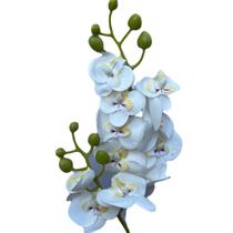 1 Flor Orquídea Artificial Silicone 2 Ramos Galho branca - fasolinos