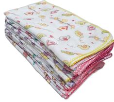 1 Fralda Bebê Grande Estampada 70x70cm Com Crochê