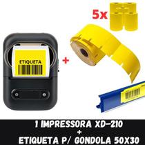 1 IMPRESSORA BUETOOTH XD-210 + 5 ROLO ETIQUETA GONDOLA 50x30 - Xd Mega