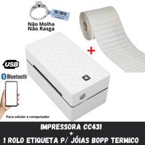 1 Impressora Térmica USB e BLUETOOTH E 1 Rolo Etiqueta 92x11 Para Joias BOPP 1 Impressora Térmica USB e BLUETOOTH E 1 Rolo Etiqueta 92x11 Para Joias BOPP