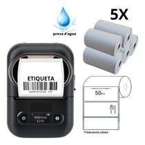 1 Impressora Xd-210 + 5 Rolos Etiquetas 50x40 Prova D'água
