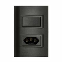 1 Int. Simples + 1 Tom. 2P+T 10A 250V Carbono - Revitá 5TA9 9450CA - SIEMENS 1 Int. Simples + 1 Tom. 2P+T 10A 250V Carbono - Revitá 5TA9 9450CA - SIEMENS