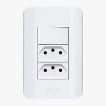 1 interruptor 10a sp + 2 tomadas 10a- 250v-linha canoa romazi2616