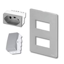 1 Interruptor Simples + 1 Tomada 20a Recta Satin Prata B.lux