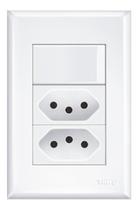 1 Interruptor Simples Com 2 Tomadas 2P+T 20A 4x2 Evidence - FAME 1 Interruptor Simples Com 2 Tomadas 2P+T 20A 4x2 Evidence - FAME