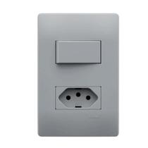 1 Interruptor Simples E 1 Tomada 2P+T 20A/250V Com Placa Linha Habitat Onix - Fame 1 Interruptor Simples E 1 Tomada 2P+T 20A/250V Com Placa Linha Habitat Onix - Fame