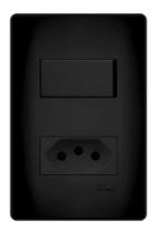 1 Interruptor Simples e 1 Tomada Preta 2P+T 20A/250V com placa Habitat Black - Fame