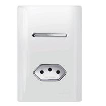 1 Interruptor Simples + Tomada Universal 2P+T 10A Cromado com Placa 4X2 Branco - 120019 - NOVARA