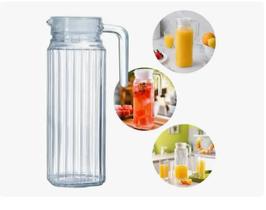 1 Jarra De Suco Água Restaurante Bar Servir Em Vidro Resistente Com Tampa Plástica 1 Litro