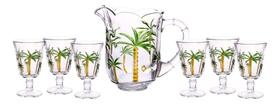 1 Jarra E 6 Taças Lyor Palm Hand Painting De Cristal 1,3l 1 Jarra E 6 Taças Lyor Palm Hand Painting De Cristal 1,3l
