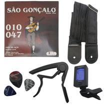 1 Jogo Cordas p/Violão Capotraste Correia Afinador Palhetas 1 Jogo Cordas p/Violão Capotraste Correia Afinador Palhetas