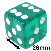 1 Jogo De Dado 26mm (2,6cm) Verde Translúcido - EJ Games