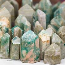 1 kg de Pontas de Jade Verde Lapidado T Médio Gerador - ATACADO