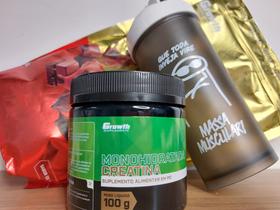 1 kit 1 whey basic growth 1 creatina monohidratada 100g growth 1coqueteleira.