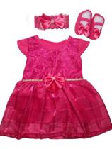 1 Kit Menina Vestido+sapato+faixa/ Bebê/ Infantil