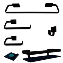 1 Kit Para Banheiro Lançamento Preto Vidro Fumê 1 Kit Para Banheiro Lançamento Preto Vidro Fumê