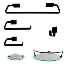 1 Kit Para Banheiro Luxo Cairo Preto Modelado